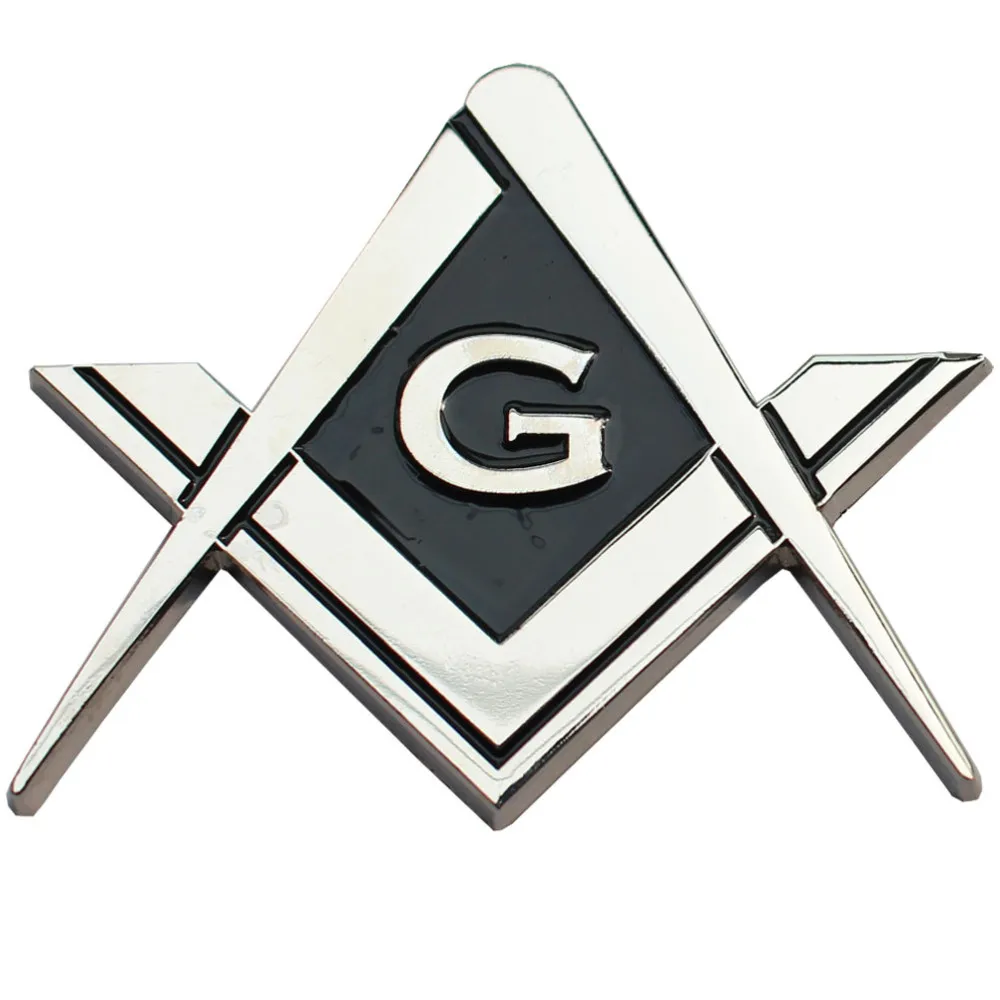 Masonic Decal Silver 3.5" Logo FreeMason Car Black Chrome Freemasonry Sticker 