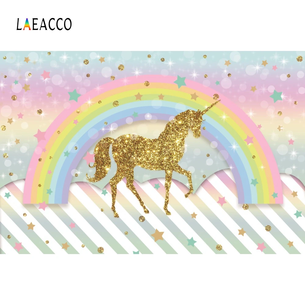 Laeacco единорог Радуга Фон фотографии для дня рождения детский душ фотография