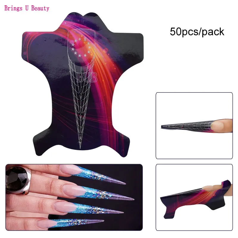 

50pcs Professional Sharp Tip Nail Form for French Nail Acrylic UV Gel Tips Extension Builder Form Guide Stencil Manicure Tools