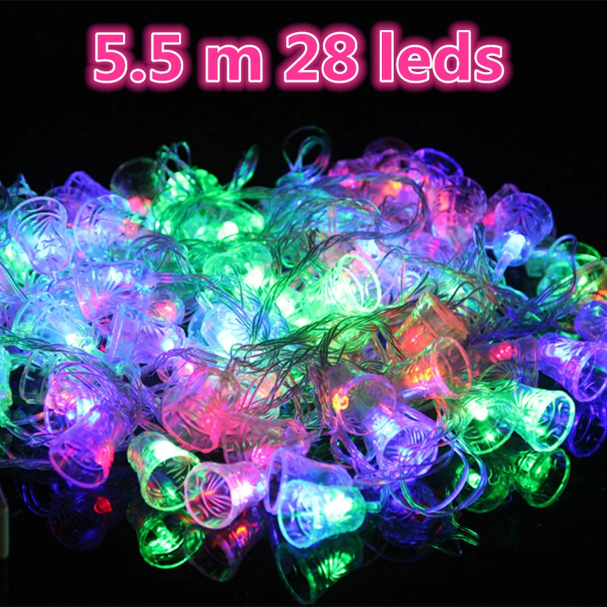 Holiday decoration led lamp 5 5 m 28 leds waterproof Garland Christmas lights outdoor Small bell