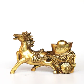 

YU select Style Brass copper horse Pull carts Lucky Decoration