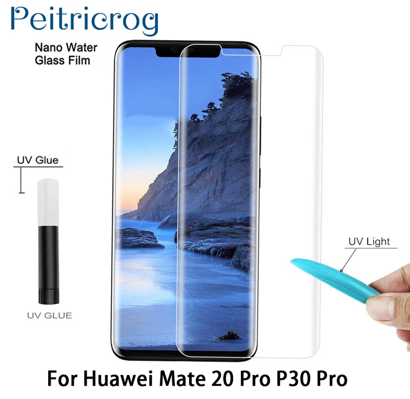 Защитное стекло для экрана huawei mate 20 Pro Lite UV Клей закаленное полное покрытие P30