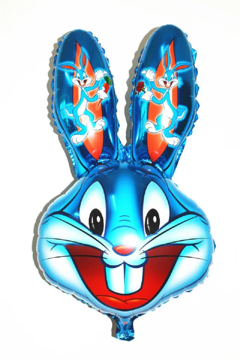 Жуки кролик голова кролика фольгированные воздушные шарики в виде животных мультфильм Looney ttes воздушные шарики в форме животных Детские Классические игрушки пасхальное украшение - Цвет: Синий