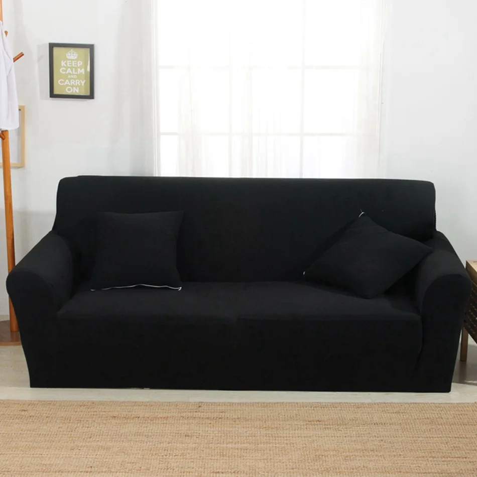 Зеленые Вязаные чехлы для дивана кровати для гостиной, однотонные Угловые Чехлы для кресел, универсальный стрейч-чехол для мебели - Цвет: MuNiHei