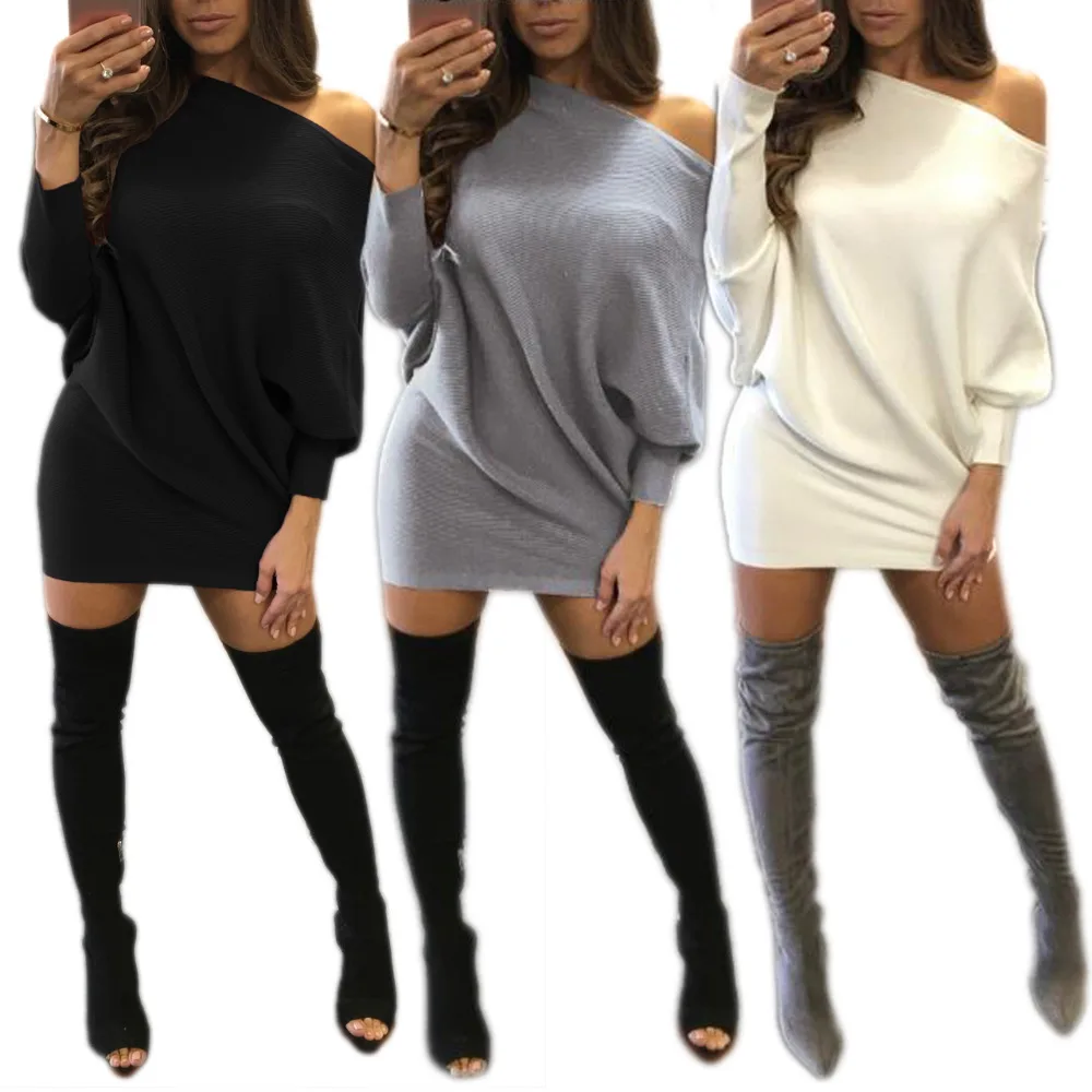 L'europa e gli stati Uniti delle donne di nuovo inverno sexy maniche lunghe  abito senza spalline strette natiche solid mini vestito discoteca|long-sleeved  dress|mini dressdress strapless - AliExpress