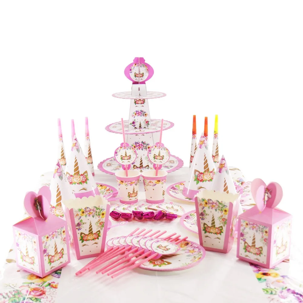 Decoration De Fete Licorne Assiettes Tasses Serviettes Jetables De Fete D Anniversaire Vaisselle Cadeau De Premier Anniversaire De Fille Fournitures De Fete Pour Enfants Aliexpress