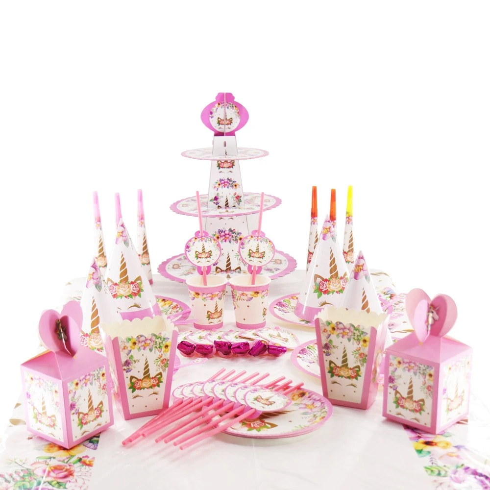 Decoration De Fete Licorne Assiettes Tasses Serviettes Jetables De Fete D Anniversaire Vaisselle Cadeau De Premier Anniversaire De Fille Fournitures De Fete Pour Enfants Aliexpress