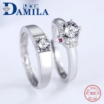 

1pair 925 Sterling Silver couple Rings For Women Men Romantic adjustable rings for lover bague femme couple rings engament