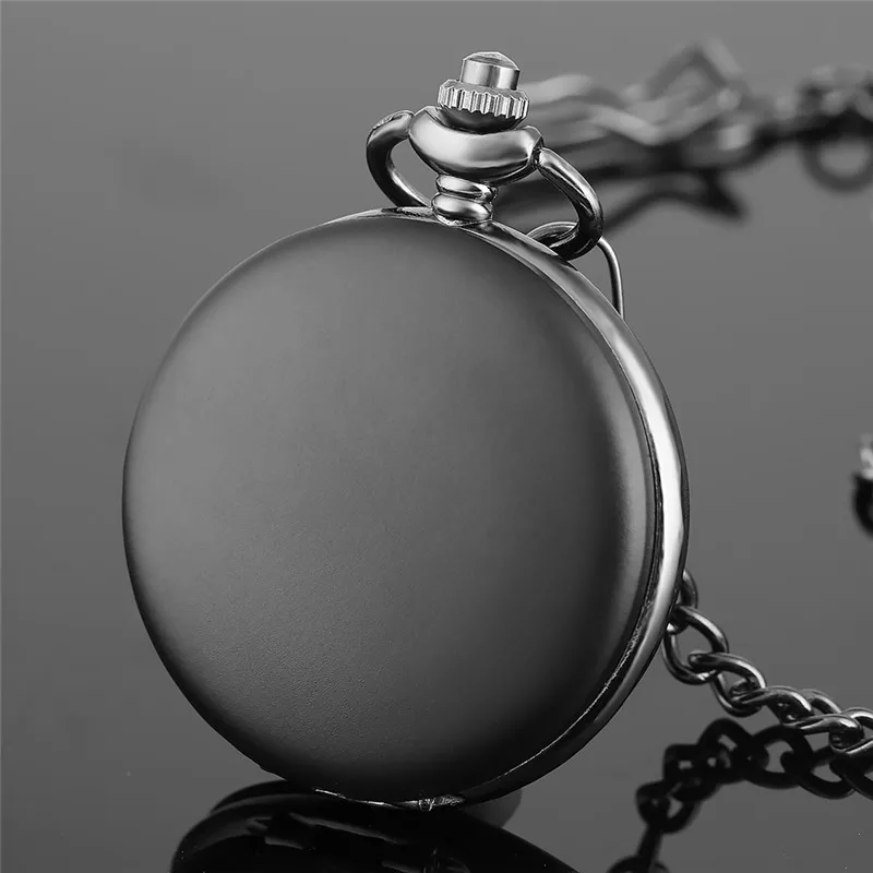 Chic Design Pocket Watch For Women Men Unique Matt Gloss Case Quartz Pocket Watch Retro Alloy Chain Gift For Pocket Watcch
