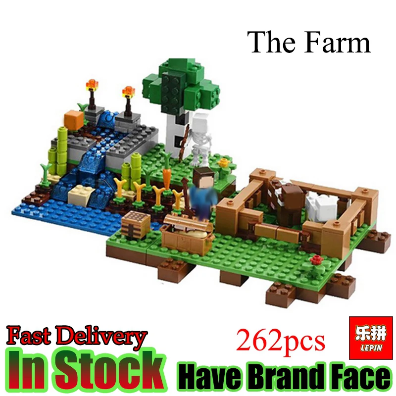 Lepin Minecraft 262pcs Farm animals My World Model Building Set Model Blocks Bricks font b Toys