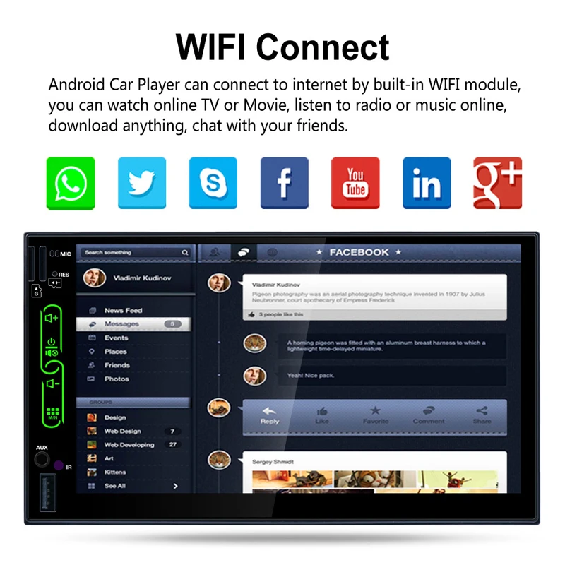 

Quad-core MP5 Dual-spindle Bluetooth Handsfree Rear View Recorder Display 7 Inch Car Multimedia Player Full Touch Screen Machine