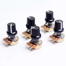 5pcs 50 5 1 10K K 100K K K OHM 3 Terminal Linear Taper Rotary potenciômetro B10K 103 para Arduino