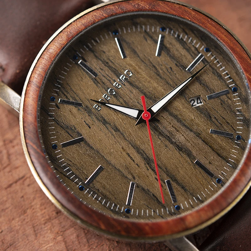 BOBO BIRD Wooden Metal Watch Men Brand Design Lightweight Quartz Watches Calendar Accept Customize Drop Shipping