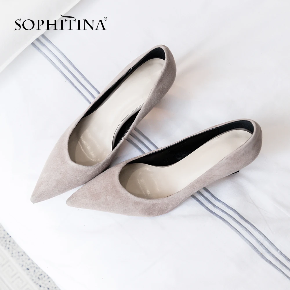 Женские офисные туфли SOPHITINA базовые лодочки на тонком каблуке заостренный носок