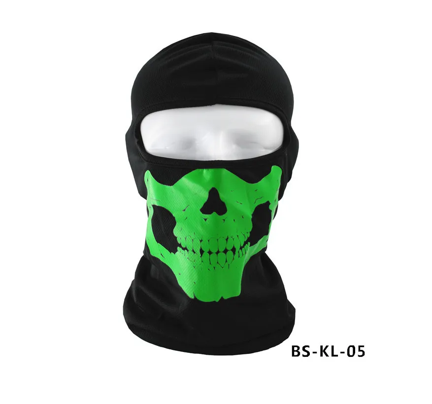 Горячая маска с черепом, Балаклава, шапка для рыбалки, охоты, маска для всего лица, 4 цвета - Цвет: Green