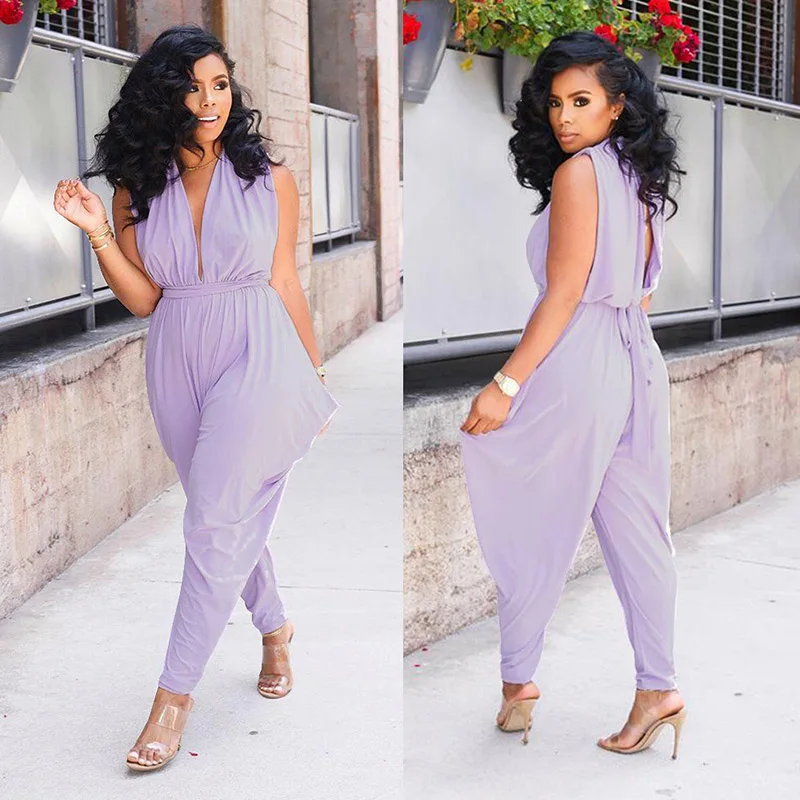 Echoine Sexy Jumpsuit Deep V-neck Sleeveless Long Pants Playsuit Rompers Womens Jumpsuit Overalls With Belt Plus Size 2 XL Echoine Sexy Jumpsuit Deep V-neck Sleeveless Long Pants Playsuit Rompers Womens Jumpsuit Overalls With Belt Plus Size 2 XL