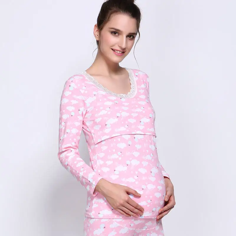 Одежда для грудного вскармливания; Пижама для беременных женщин; осенняя и зимняя одежда для кормления; открытая Пряжка для кормления грудью; FF335 - Цвет: 08
