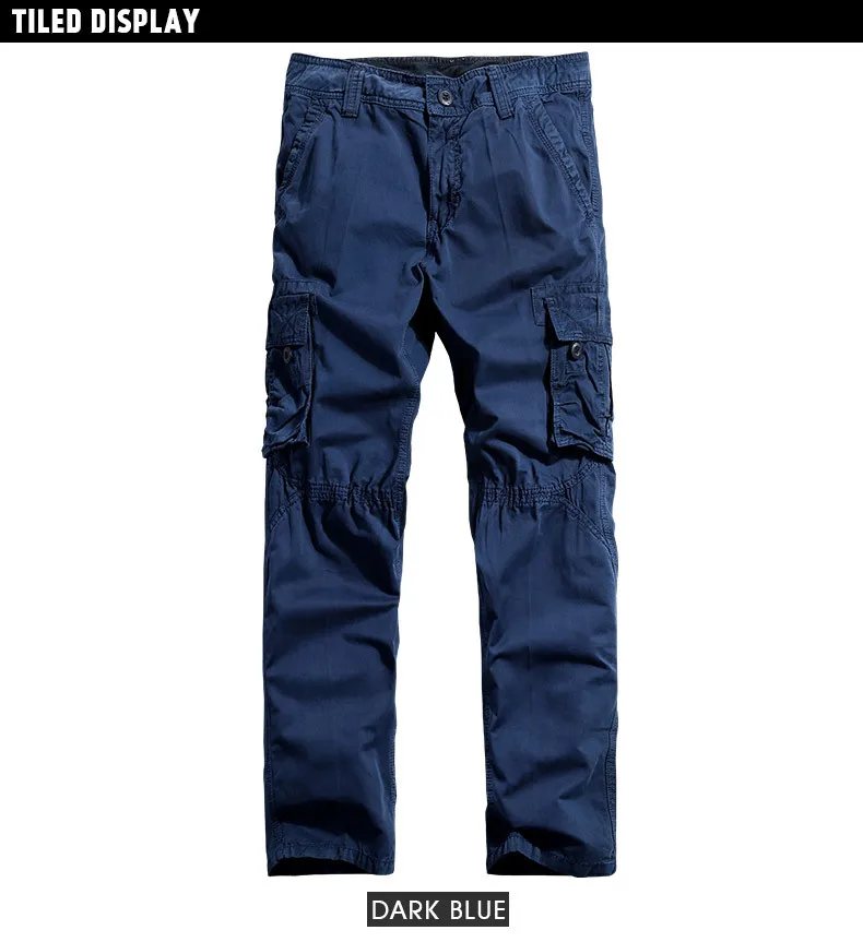 Брюки-карго Для мужчин 2018 Мода Повседневное прямые брюки 100% одежда из хлопка брюки Для мужчин высокое качество Костюмы брюки большой