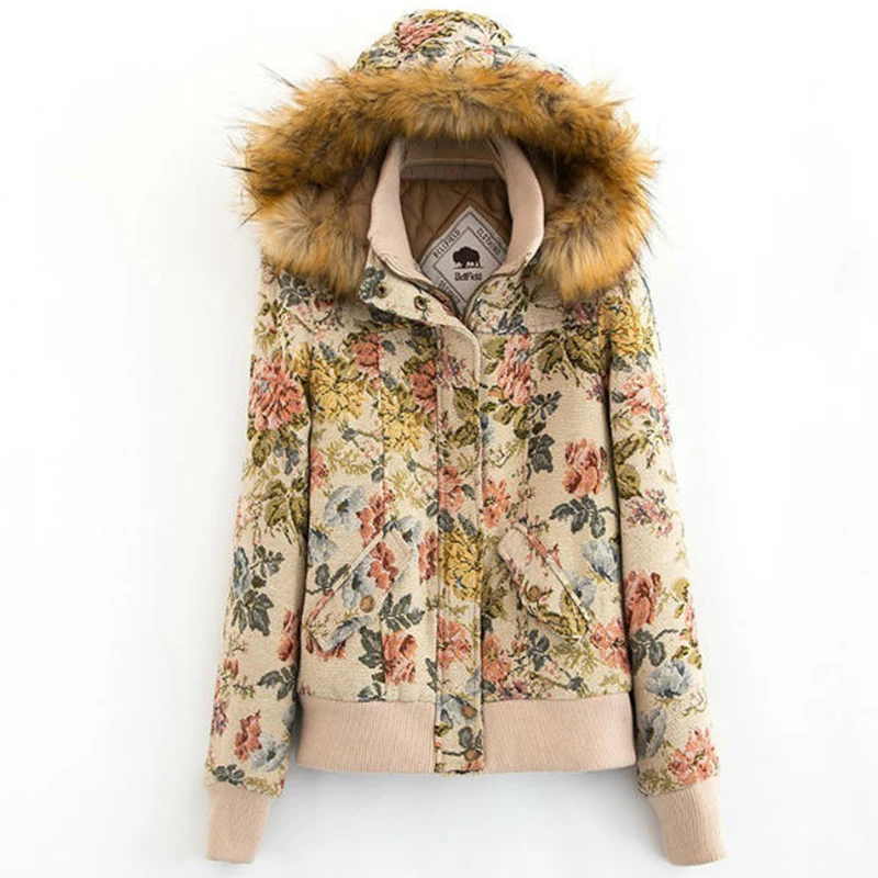 

Vintage Floral Embroidery Winter Jackets Women Basic Coats Casual Long Sleeve Hoodied Coat Warm Outerwear Plus Size XWWM1515