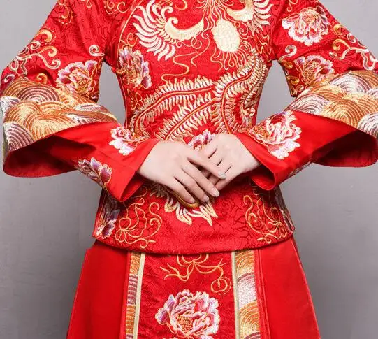 Красное платье для невесты размера плюс 4XL 5XL 6XL, свадебное платье в стиле ретро, китайское платье cheongsam, длинная одежда для невесты