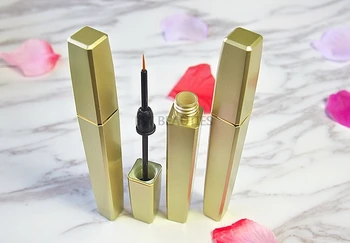 

100pcs/lo 4ML Elegant Empty Gold Eyeliner Tube, DIY Plastic Eyelash Glue Refillable Bottle, Plastic Women Eye Makeup Tool