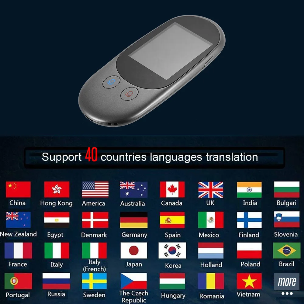 

Smart Language Voice Translator Device Translation 40 Languages 2.4 Inch TouchScreen Rechargeable Battery for Learning Traveling