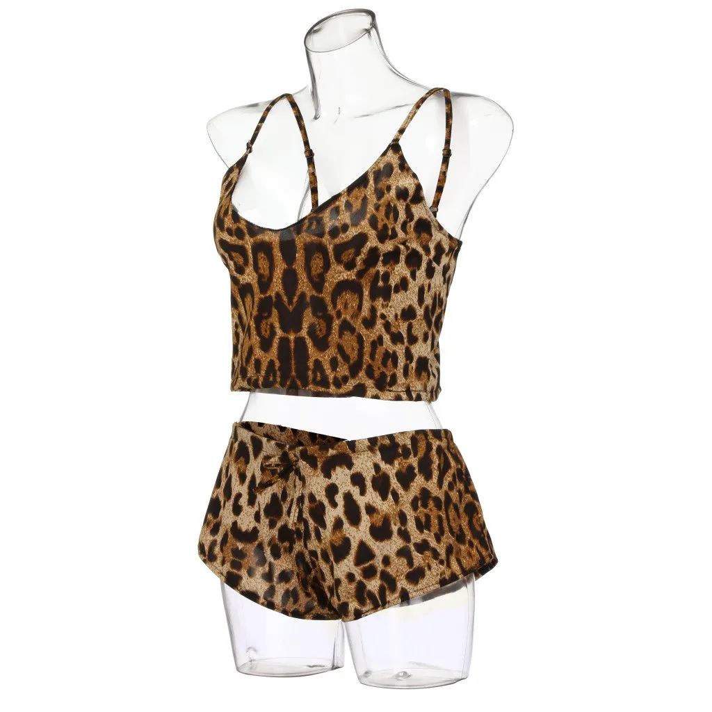

Women Plus Size Sexy Lingerie Bow Leopard Underwear Sleepwear Set X7.17