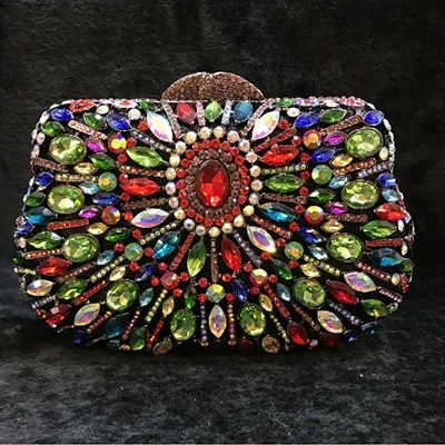 Women's gold Crystal Evening bag Retro Beaded blue Clutch Bags Wedding Diamond Beaded Bag Rhinestone Small black Shoulder Bags