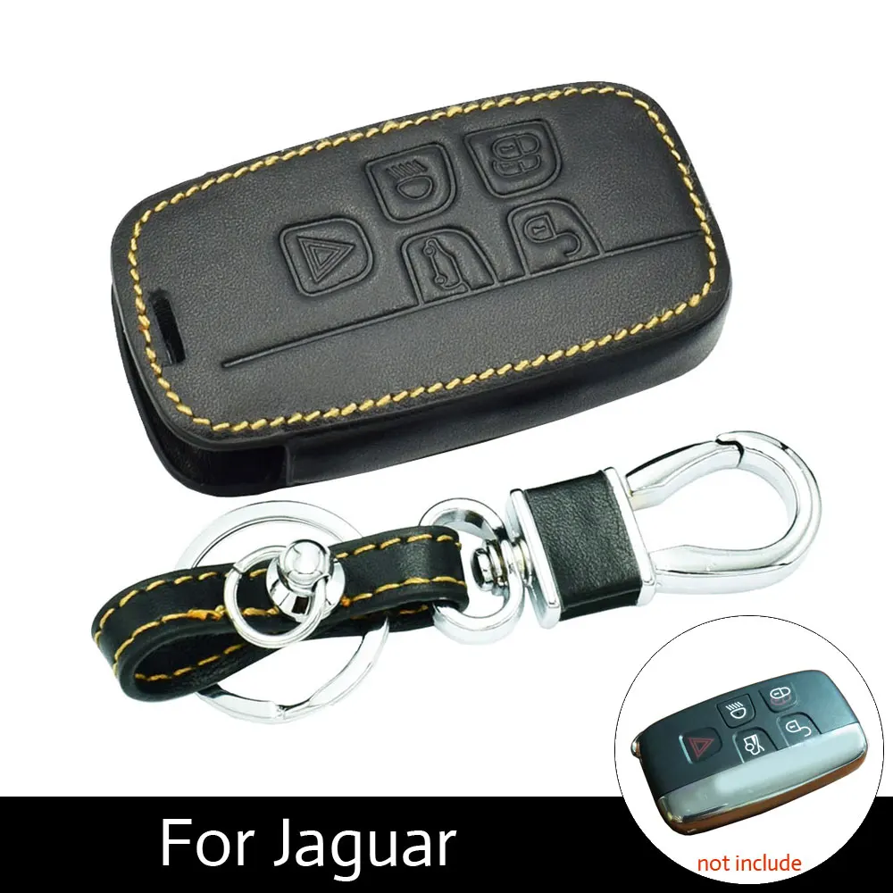 

ATOBABI Genuine Leather Smart Car Key Case For Jaguar Land Rover Ranger Rover Sport Evoque Freelander 2 Discovery 5 Buttons Keys