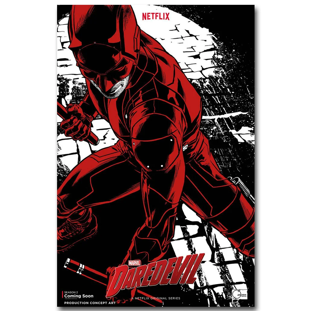Daredevil художественный постер из шелковой ткани с принтом супергероя 13x20 24x36 дюймов