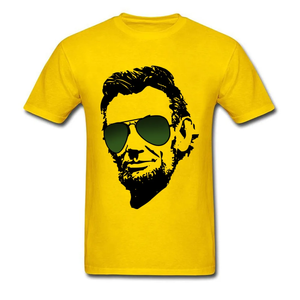 Normal Cool Abe Lincoln in aviators Men T-Shirt Fashionable Lovers Day Short Sleeve Crew Neck Cotton Tops & Tees Tee Shirt Cool Abe Lincoln in aviators yellow