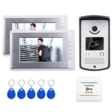 ShippingHome libre 7 “Video Portero Teléfono de La Puerta Sistema de 2 Monitores + Lector de Acceso RFID Cámara En Stock Por Mayor