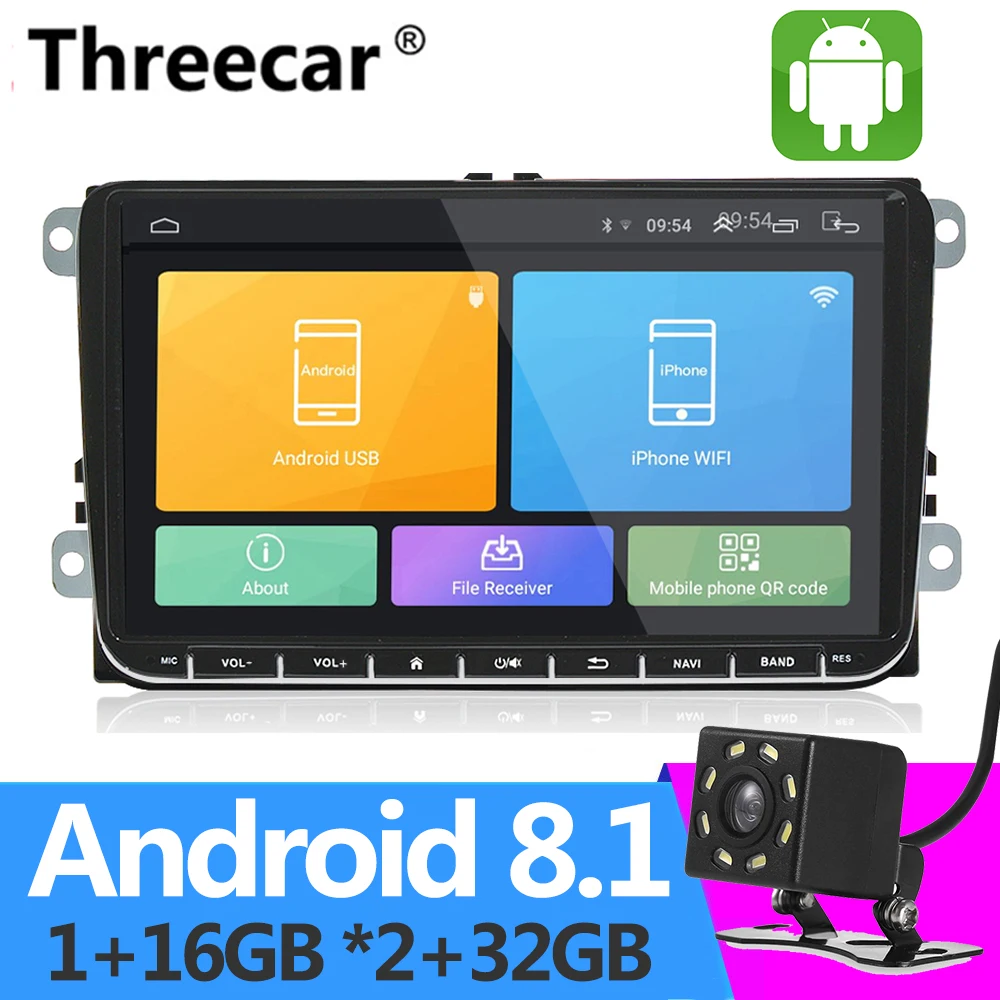 

Android 2+32G 2din Android Car Radio Player wifi GPS Navigation for VW Volkswagen SKODA GOLF 5 6 POLO PASSAT B5 B6 JETTA TIGUAN