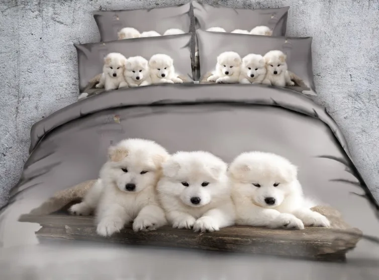 

Dog bed set 3D Bedding sets Luxury duvet cover bed sheet Cotton Super King Queen size bed in a bag linen full twin double 4PCS
