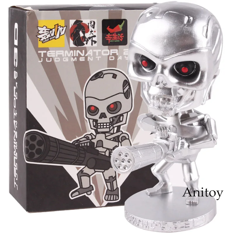 

Figurine Terminator 2 Figure Judgment Day 3D Endoskeleton Bobble Head skull Movie The Terminator Film Toy Doll PVC Figure