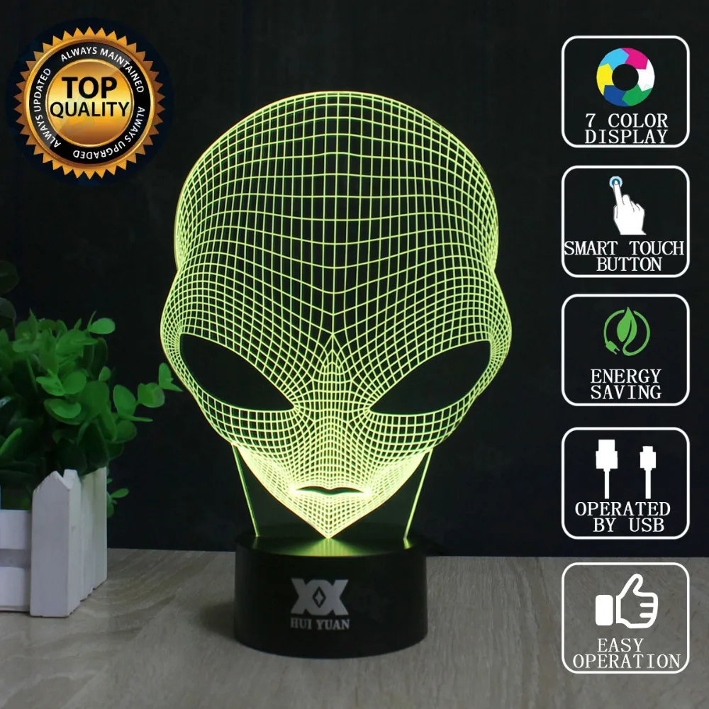 Hui Yuan Merek Usb 3d Lampu Ilusi Visual Orang Mars Di Lampu Novelty