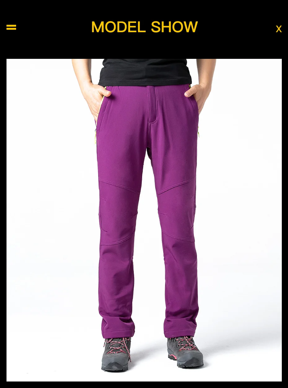 Hiking Pants Winter Woman Waterproof Hunting Trousers Softshell Fleece Warm Women's Pants Lightweight Women's Sports Pants (14)