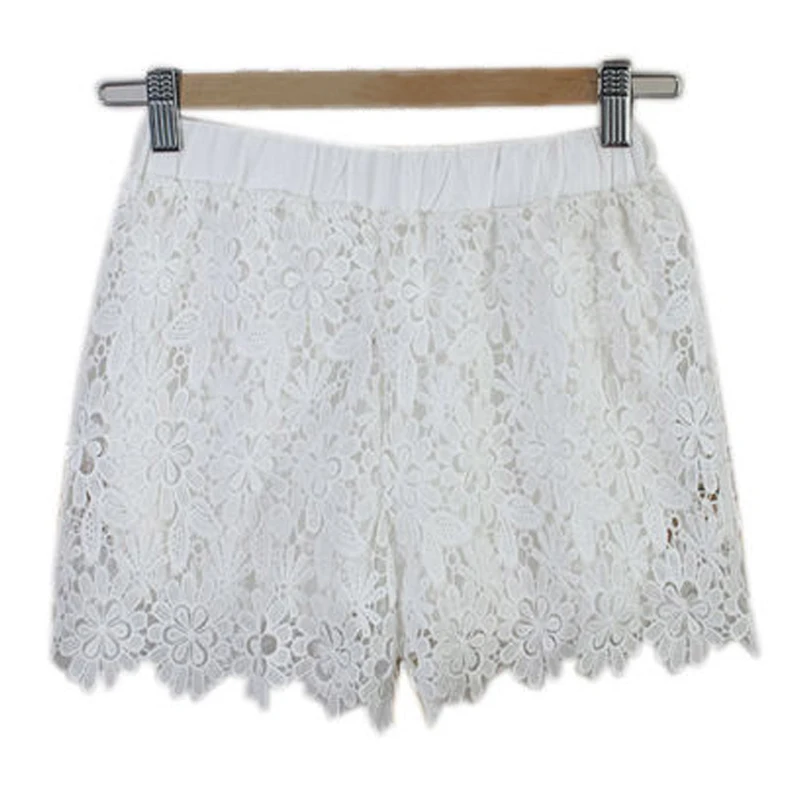 

Woman Summer Lace Floral Shorts Summer New Ladies Mini Mesh Lace Crochet Flower Tiered Women Short Pants Summer Clothing