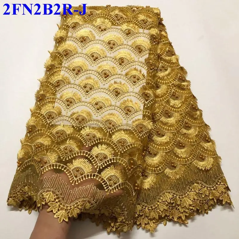 

2019 High Quality Nigerian Lace Fabrics Latest Beaded Mesh African Lace Fabric Bride Guipure French Net Lace Fabric LM5474