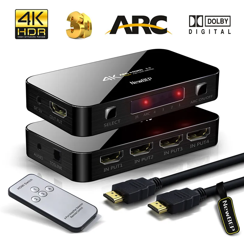 HDMI Switch Hdmi Switcher 3 In 1 out with High Speed Pigtail Cable Supports 1080P/&3D HD Audio