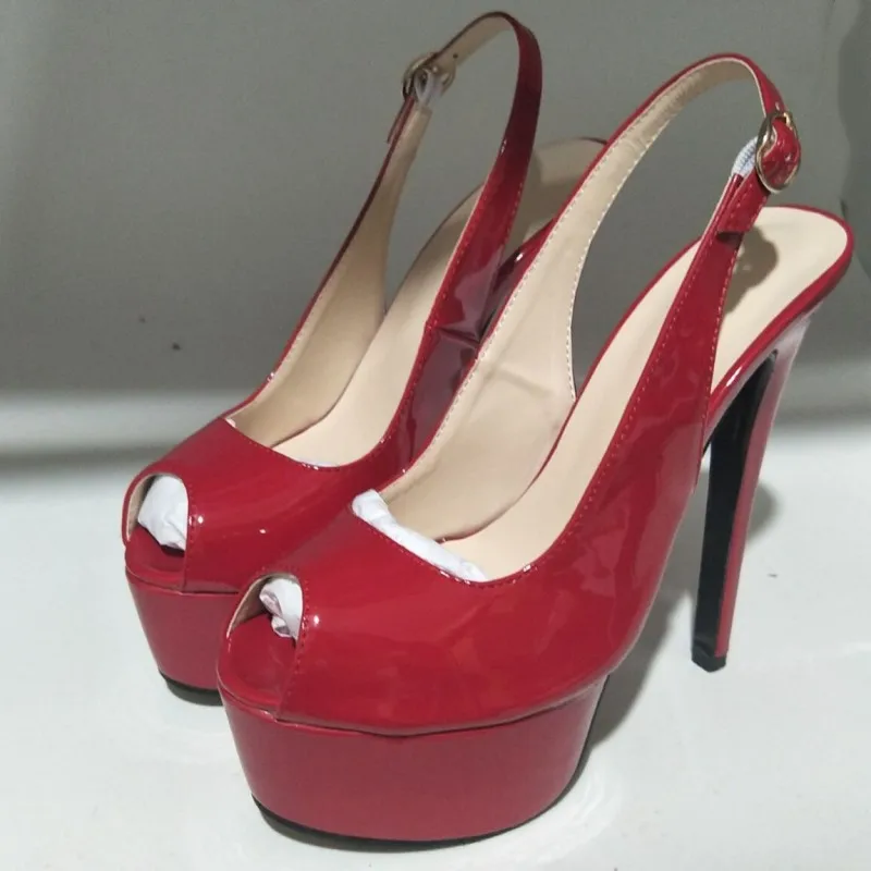SHOFOO/обувь красивая модная обувь;, лаковая кожа, Сандалии на каблуке высотой 14,5 см, обувь для торжеств. Размер: 34-45