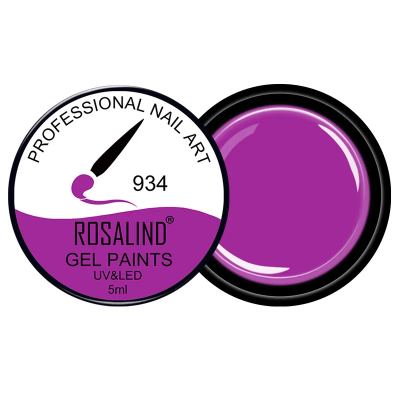 ROSALIND 5ML Painting Gel Varnish 142 Colors Gel Nail Polish Set For Manicure DIY Top Base Coat Hybird Design Of Nail Art Primer - Цвет: RF934