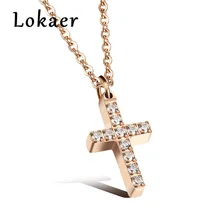 Lokaer простой ретро крест унисекс подвесное ожерелье классическое 316L нержавеющая сталь с кубическим цирконием для женщин и мужчин ювелирные изделия 2 цвета
