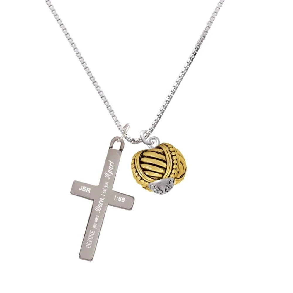 Large Rope with Cross Spinners Gold Tone Spinner - I Set You Apart - Cross Necklace