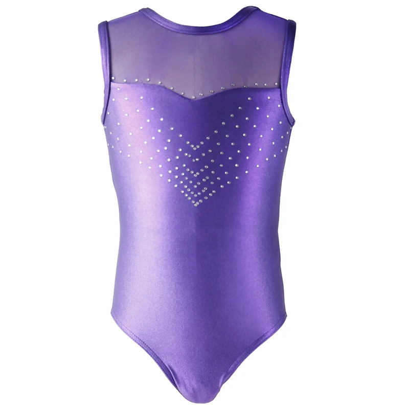 NT16024 Rhinestone Gymnastics leotard for girl. girl Dance leotards. Girl Sleeveless Elastic