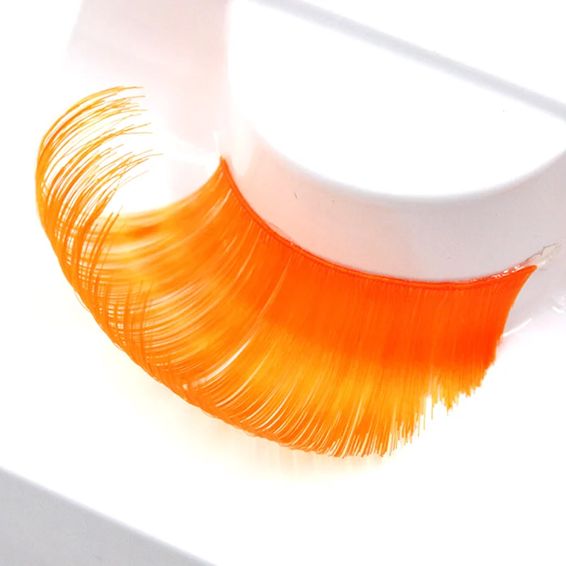 

YOKPN Color Curling Exaggerated False Eyelashes Long Thick Soft Orange Fake Eyelashes Stage Photo Art Make-up Tools Eye Lashes