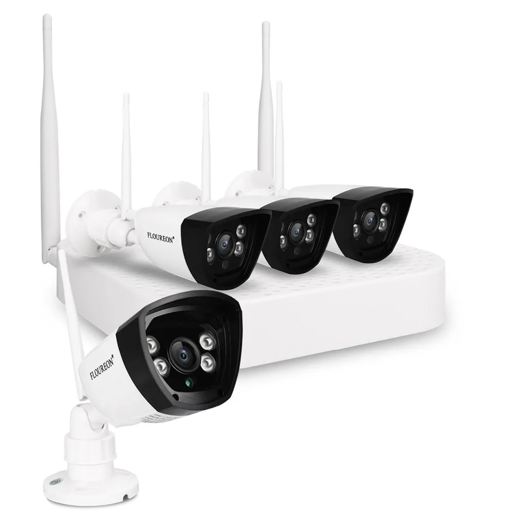 Floureon 4CH беспроводной CCTV 1080 P DVR комплект 4 шт. открытый Wifi 720 P IP камера наблюдения для безопасности видеокамера сетевой видеорегистратор Система очистки