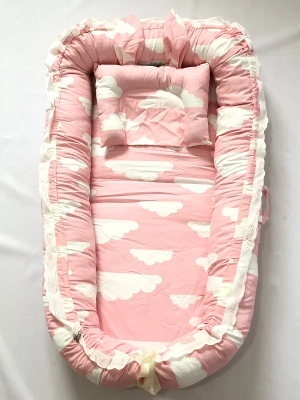 С подушкой кружева стиль принцессы-детский шезлонг/кровать Люлька-облако унисекс детское гнездо/ - Цвет: pink