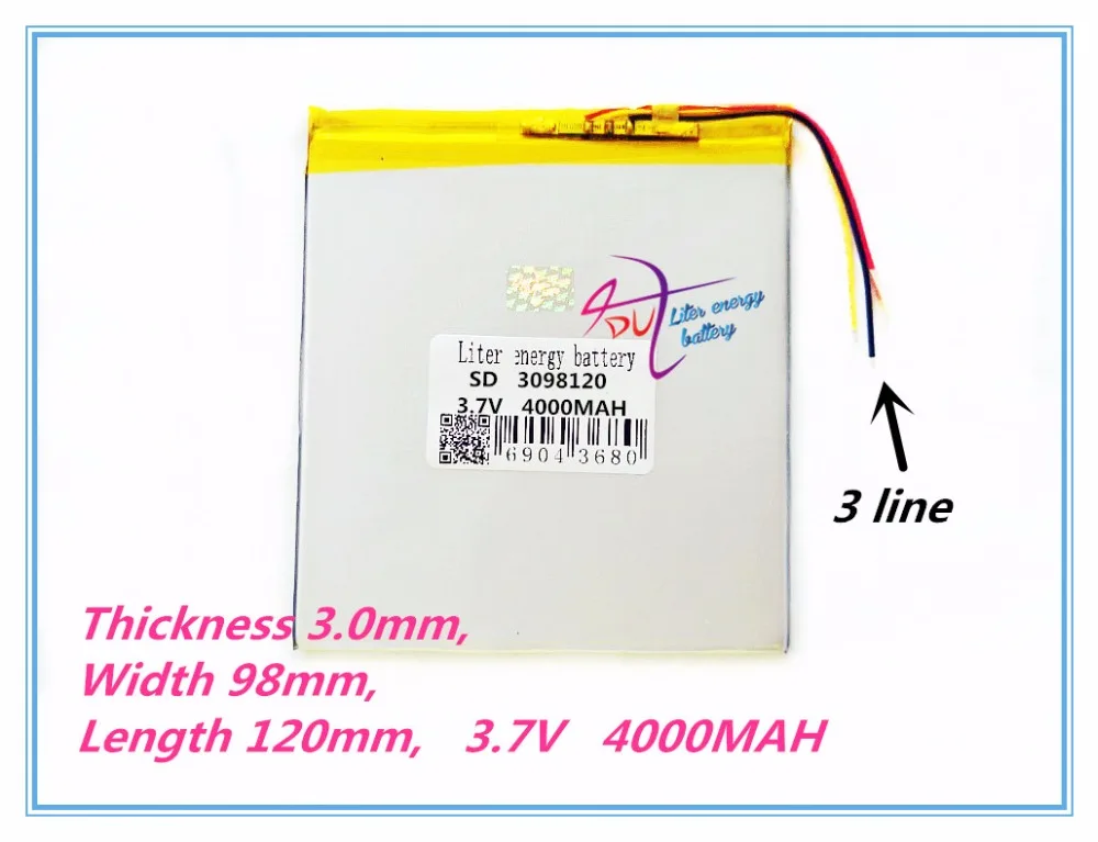 3 линии 3098120 планшетный ПК емкость батареи 30100120 3,7 в ма универсальный литий-ионный аккумулятор для планшетных ПК 7 дюймов 8 дюймов 9 дюймов 10 дюймов