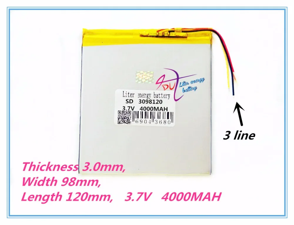 3 line 3098120 Tablet PC battery capacity 30100120 3.7V 4000mA